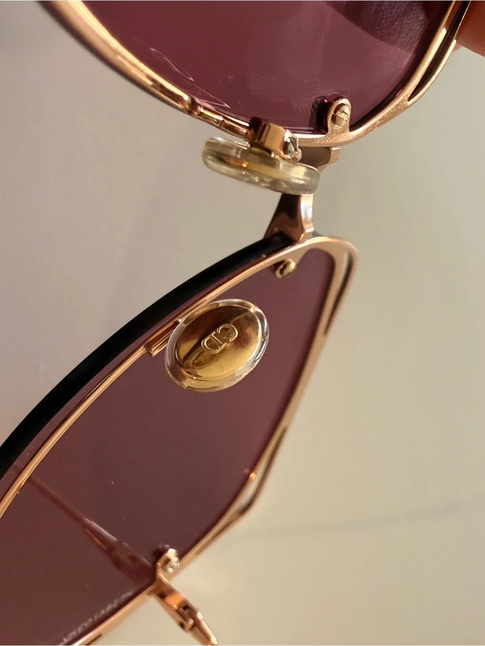 Dior Women's Sunglasses with Pink Lenses and Gold Frame